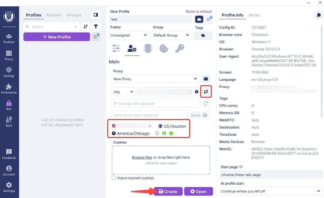 Undetectable proxy check result with the exit IP, country and city